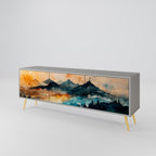 OMINOUS MOUNTAINS Móvel de TV com 3 Portas em Acabamento Cinzento