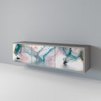 VELVET CROSSING 3-Door TV Stand in Grey Finish