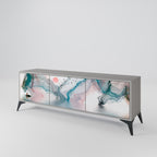 VELVET CROSSING 3-Door TV Stand in Grey Finish