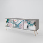 VELVET CROSSING 3-Door TV Stand in Grey Finish