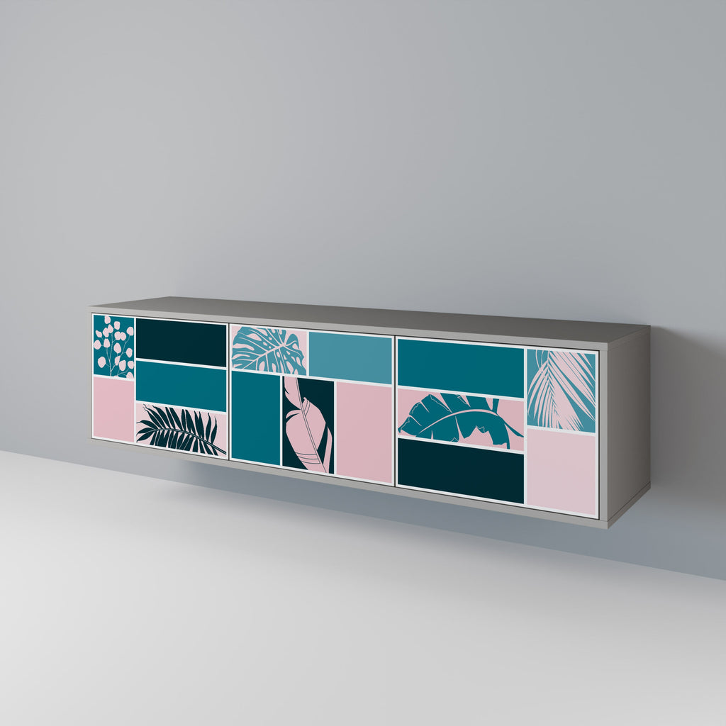 COMBINATION OF SHAPES 3-Door TV Stand in Grey Finish