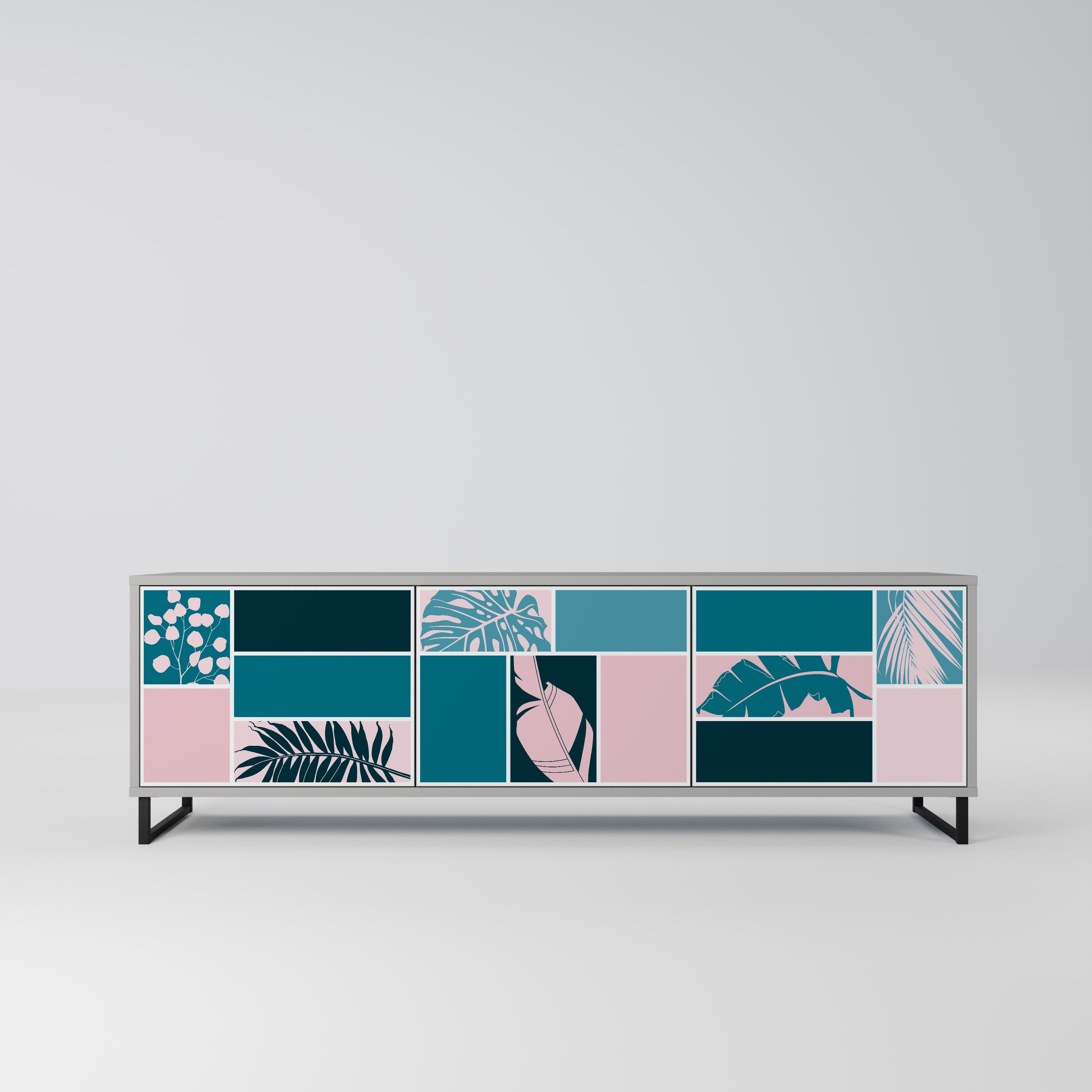 COMBINATION OF SHAPES Móvel de TV com 3 Portas em Acabamento Cinzento