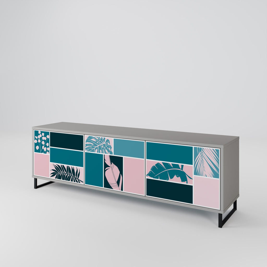 COMBINATION OF SHAPES 3-Door TV Stand in Grey Finish