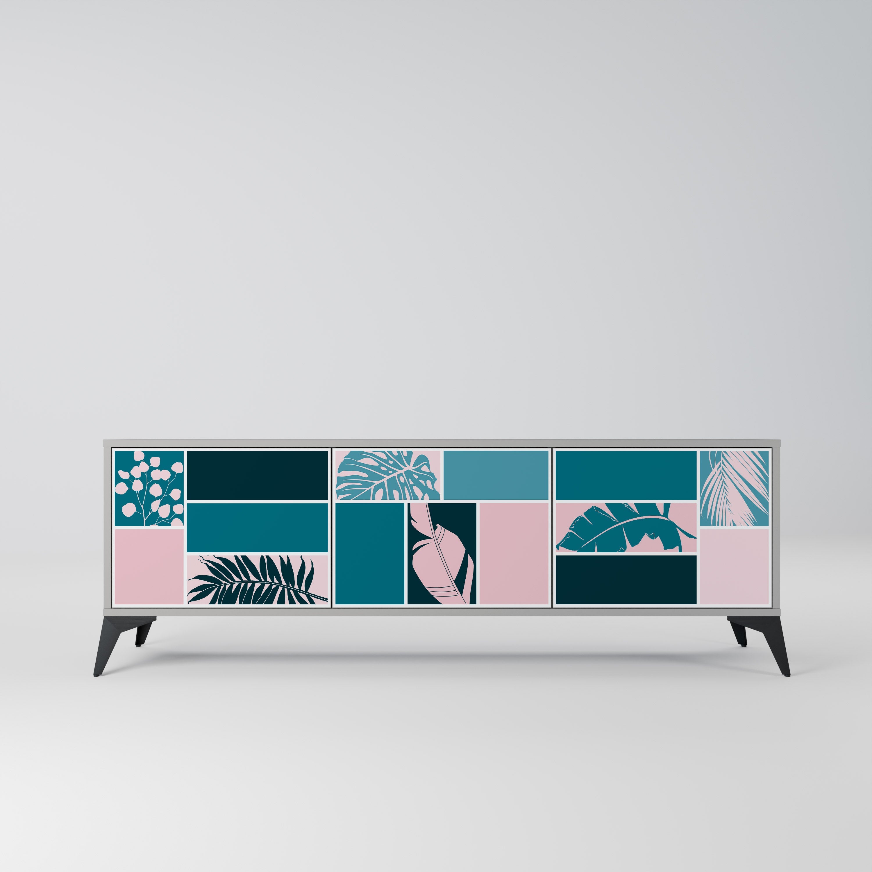 COMBINATION OF SHAPES Móvel de TV com 3 Portas em Acabamento Cinzento