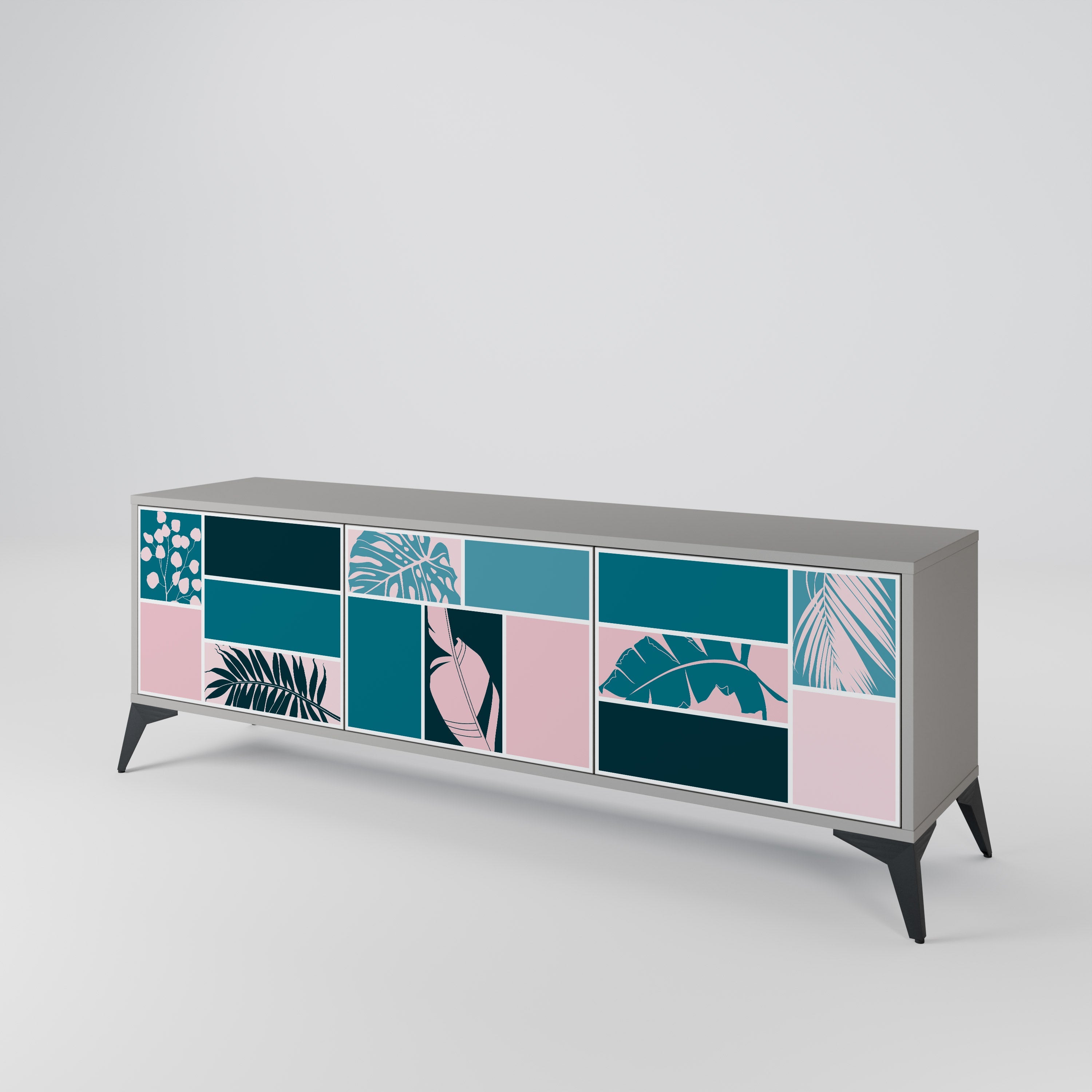 COMBINATION OF SHAPES Móvel de TV com 3 Portas em Acabamento Cinzento