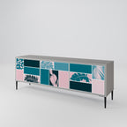 COMBINATION OF SHAPES 3-Door TV Stand in Grey Finish