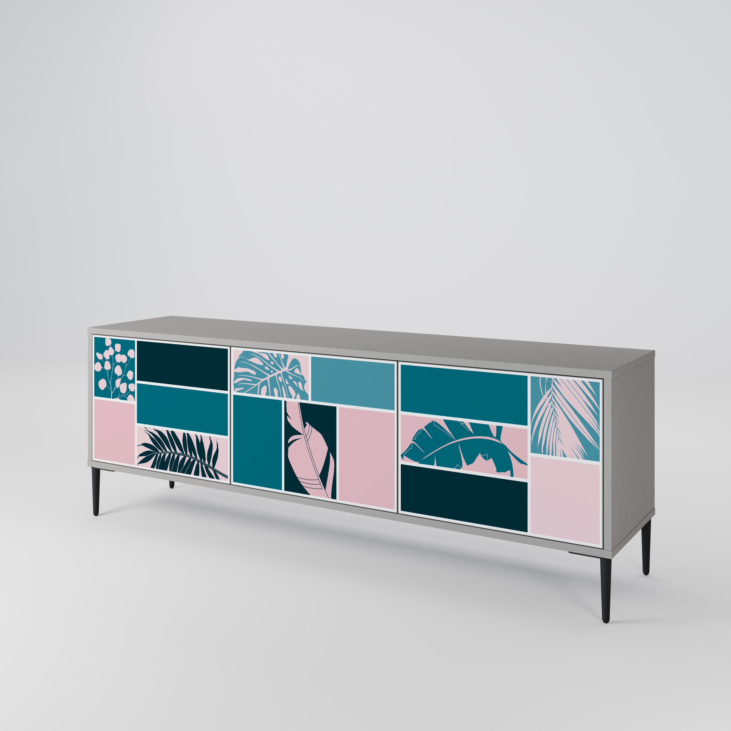 COMBINATION OF SHAPES Móvel de TV com 3 Portas em Acabamento Cinzento