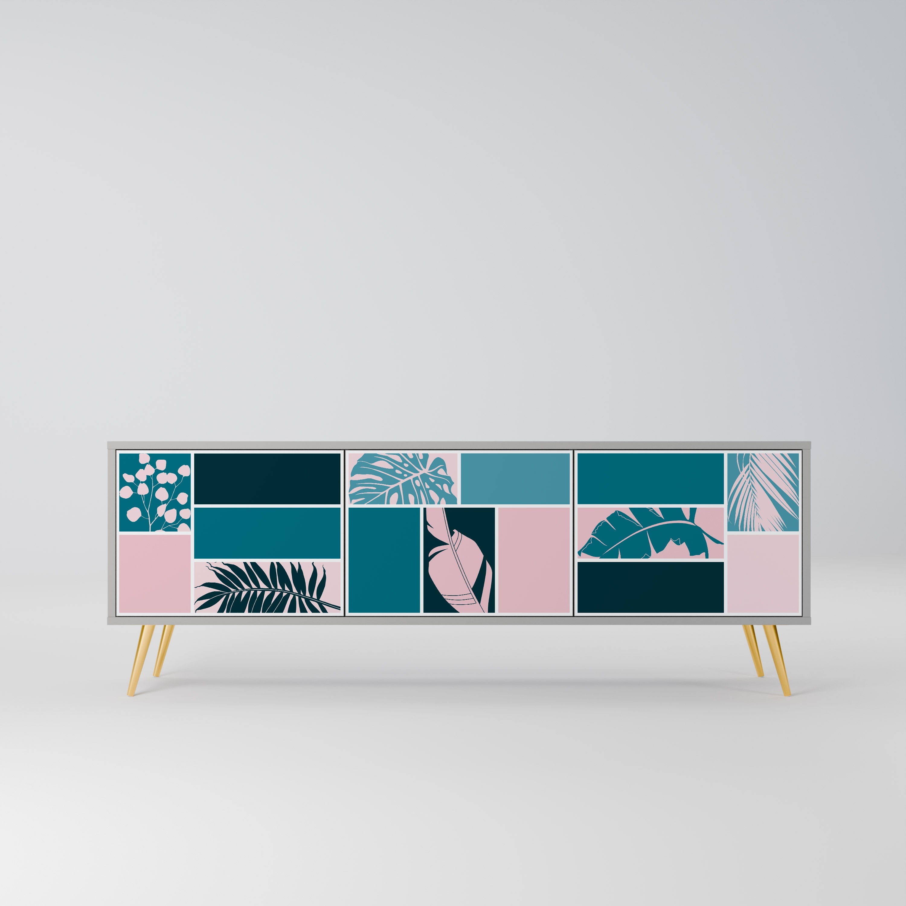 COMBINATION OF SHAPES Móvel de TV com 3 Portas em Acabamento Cinzento