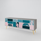 COMBINATION OF SHAPES 3-Door TV Stand in Grey Finish