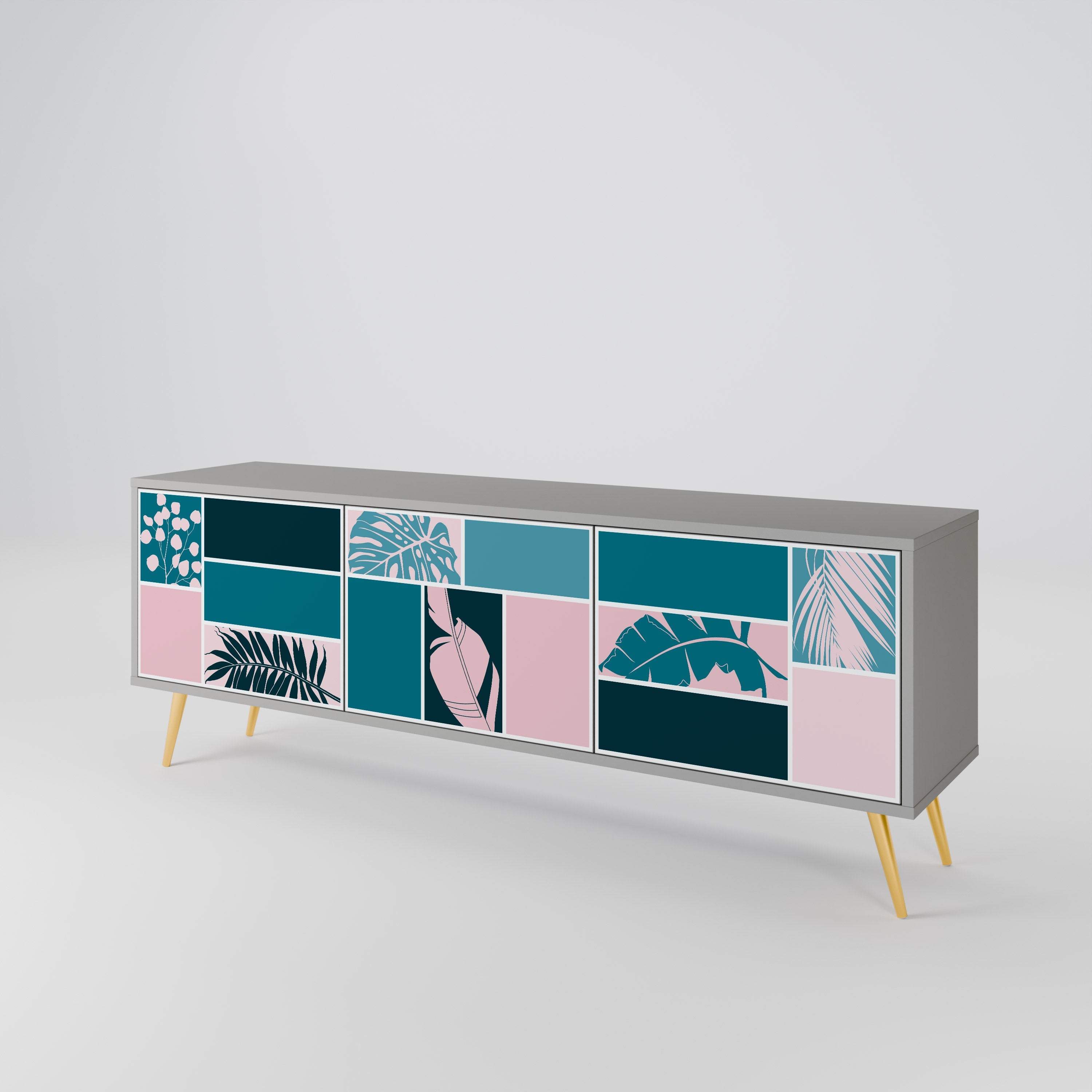 COMBINATION OF SHAPES Móvel de TV com 3 Portas em Acabamento Cinzento