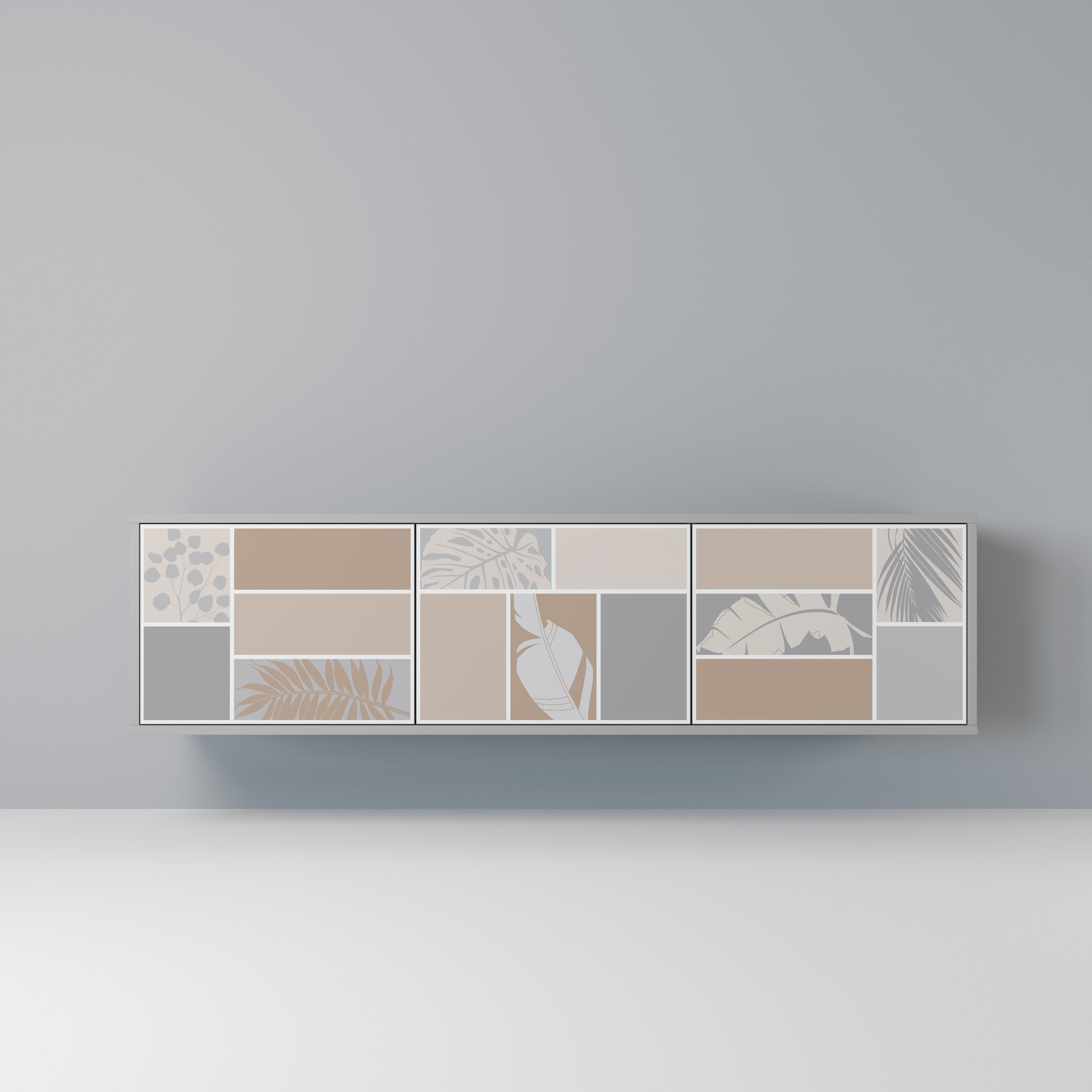 TROPICAL SHAPES Móvel de TV com 3 Portas em Acabamento Cinzento