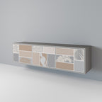 TROPICAL SHAPES Móvel de TV com 3 Portas em Acabamento Cinzento