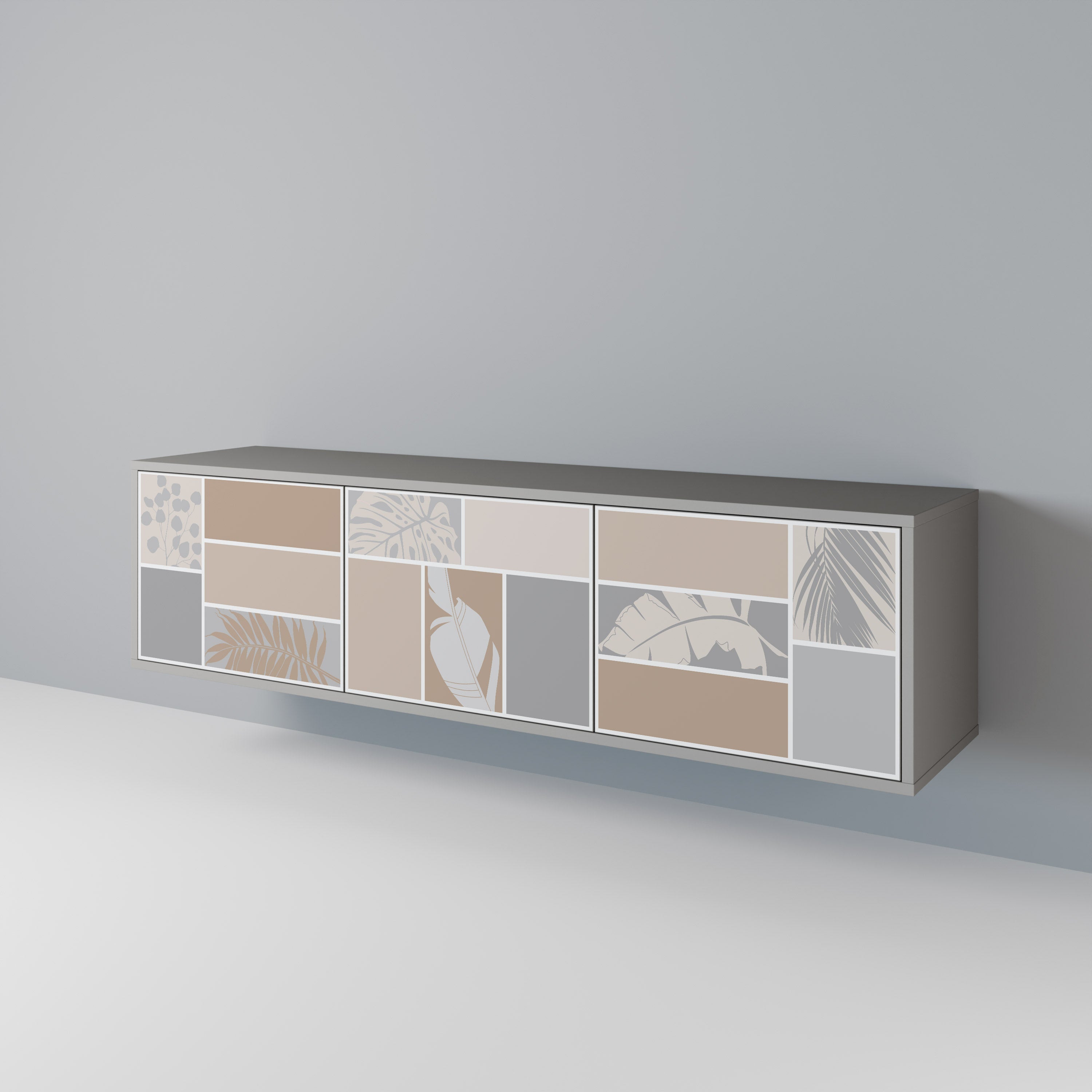 TROPICAL SHAPES Móvel de TV com 3 Portas em Acabamento Cinzento