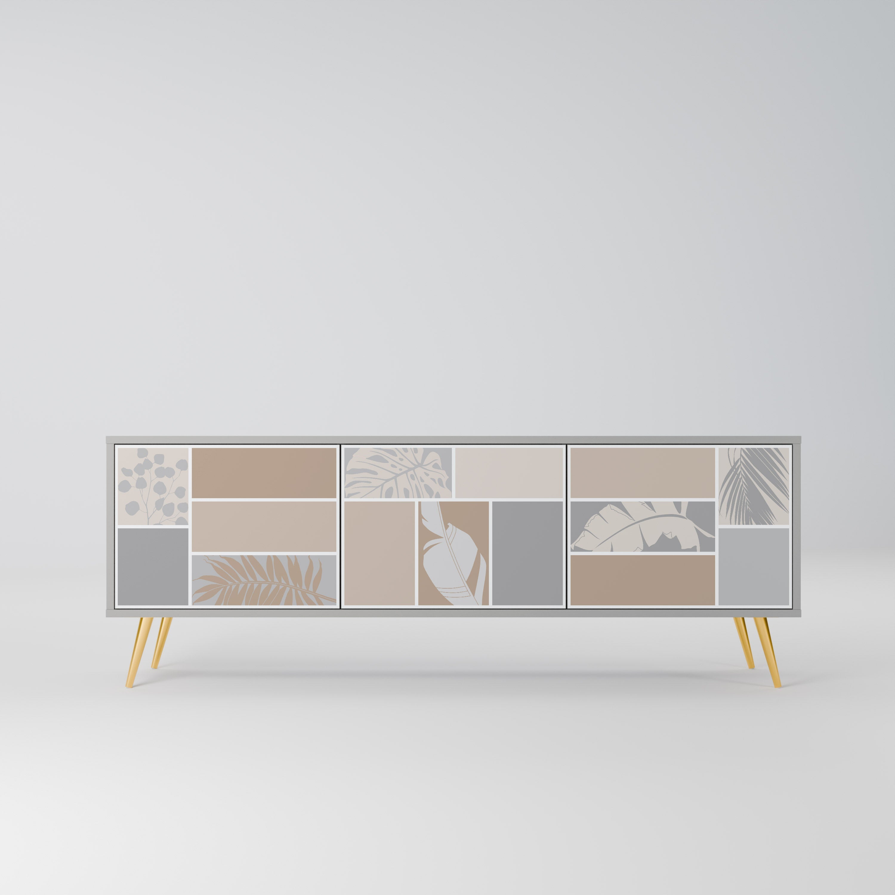 TROPICAL SHAPES Móvel de TV com 3 Portas em Acabamento Cinzento