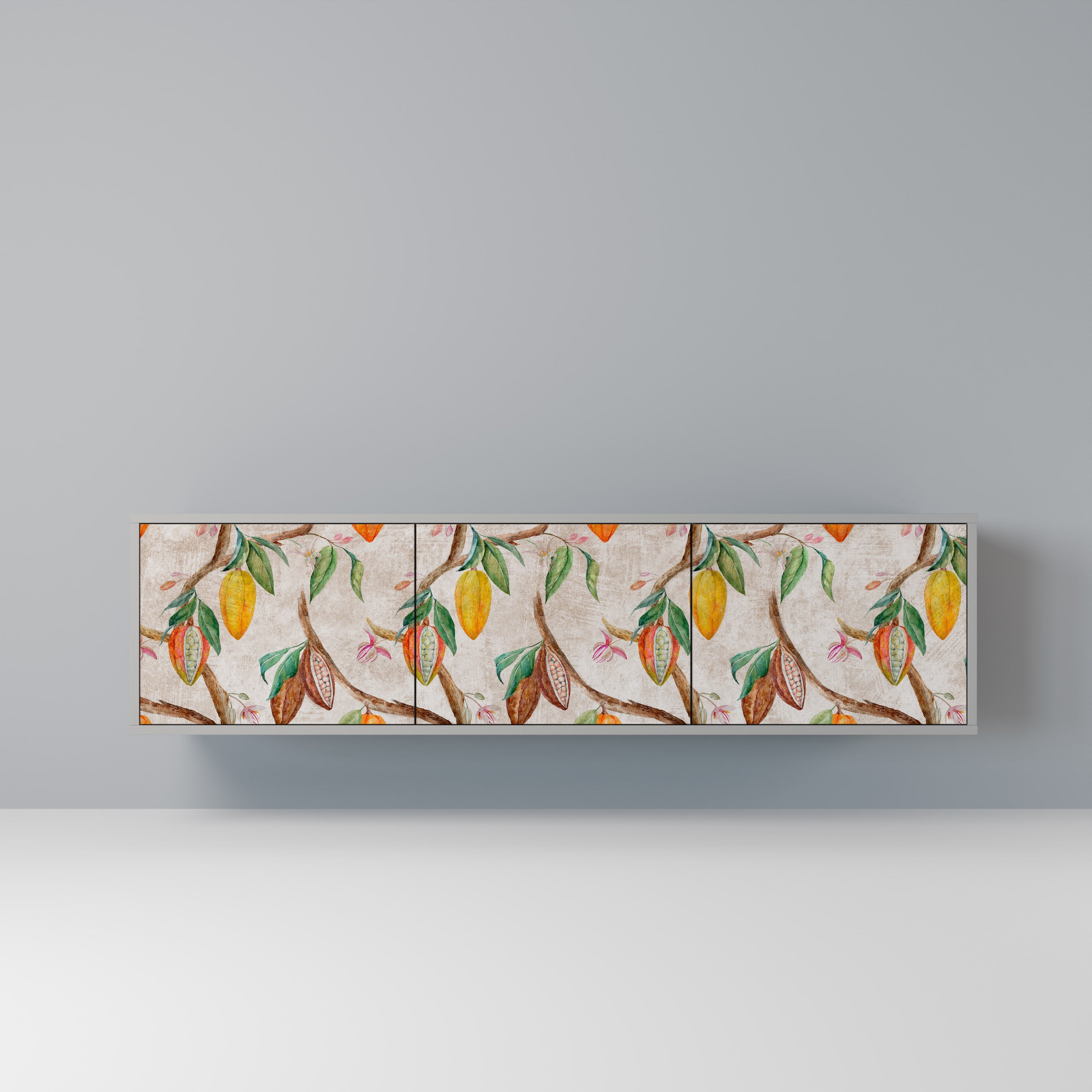 COCOA FRUITS Móvel de TV com 3 Portas em Acabamento Cinzento