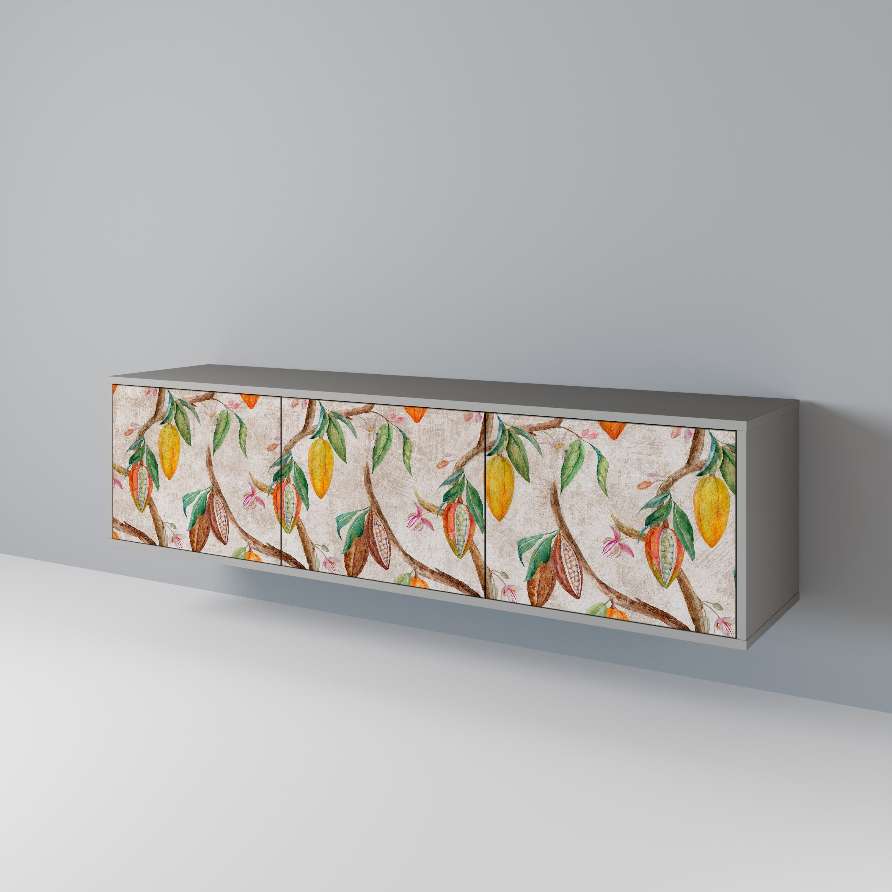 COCOA FRUITS Móvel de TV com 3 Portas em Acabamento Cinzento