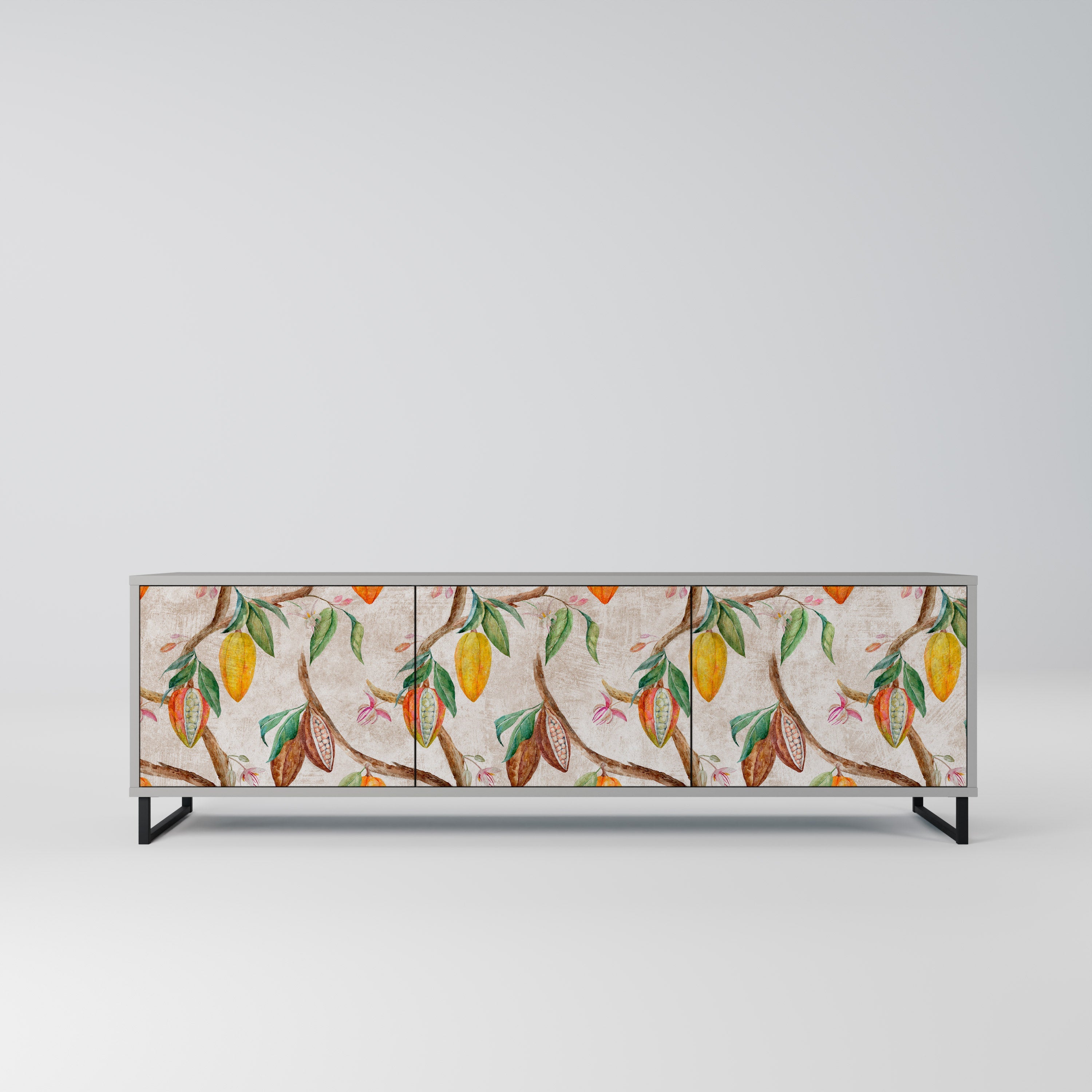 COCOA FRUITS Móvel de TV com 3 Portas em Acabamento Cinzento