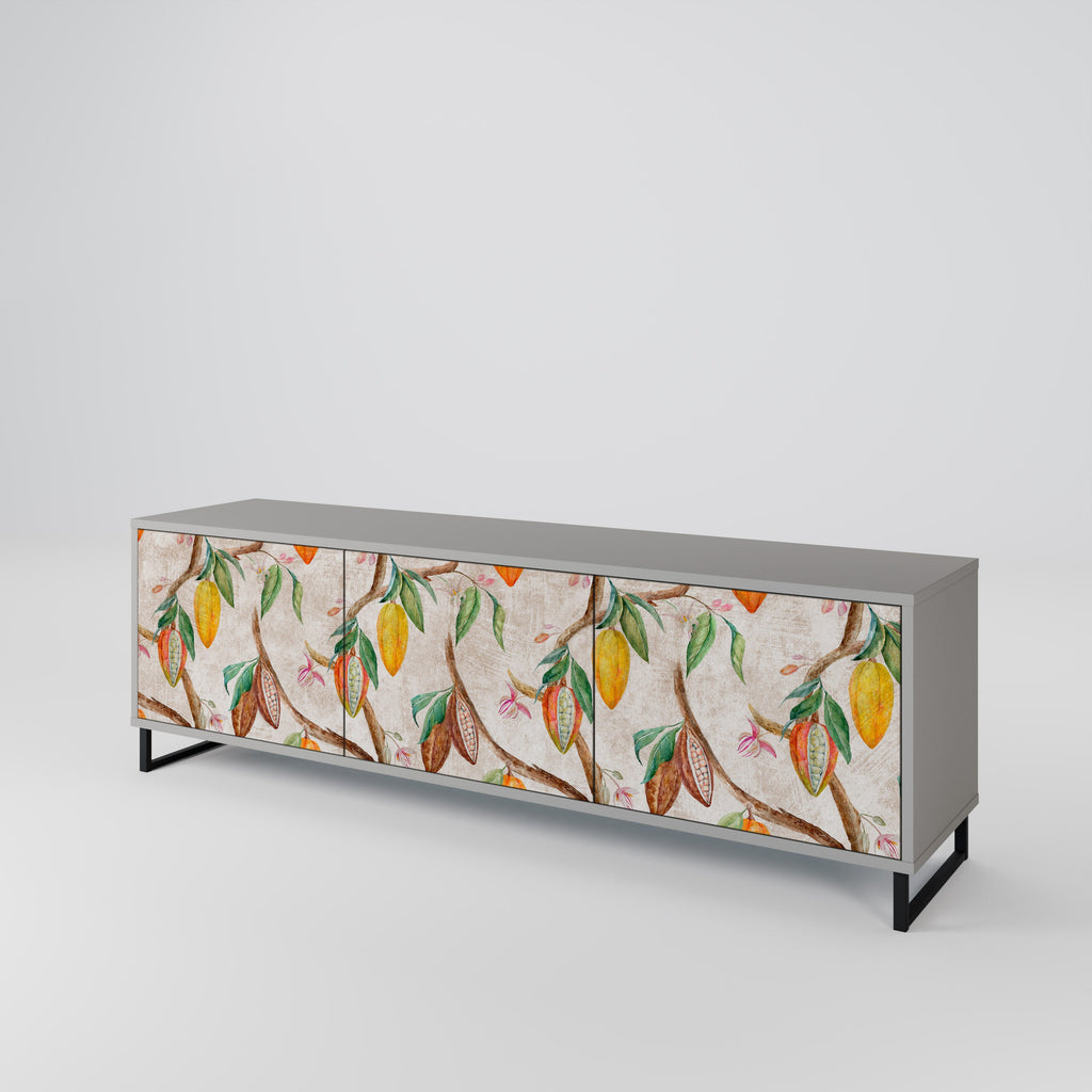 COCOA FRUITS Móvel de TV com 3 Portas em Acabamento Cinzento