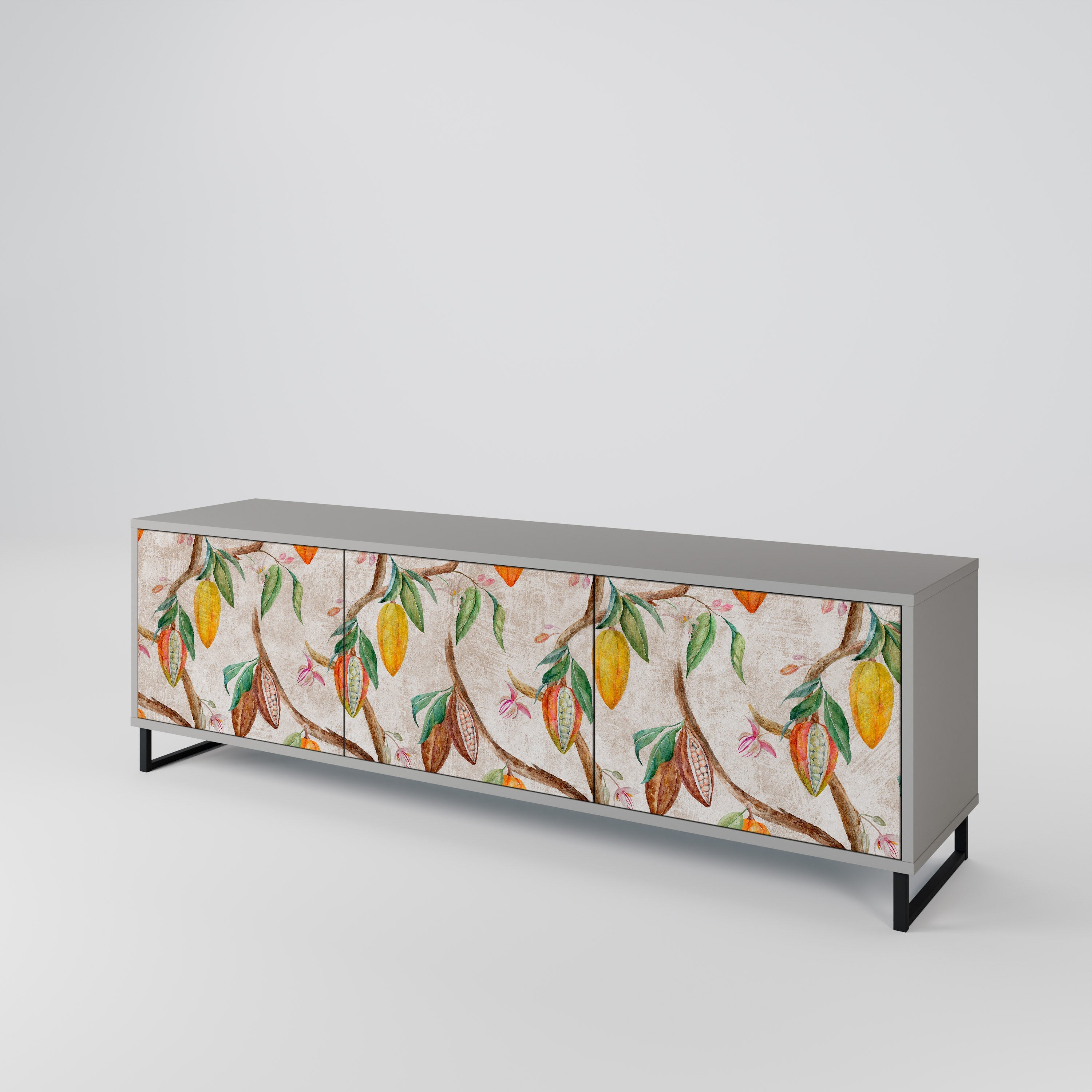 COCOA FRUITS Móvel de TV com 3 Portas em Acabamento Cinzento