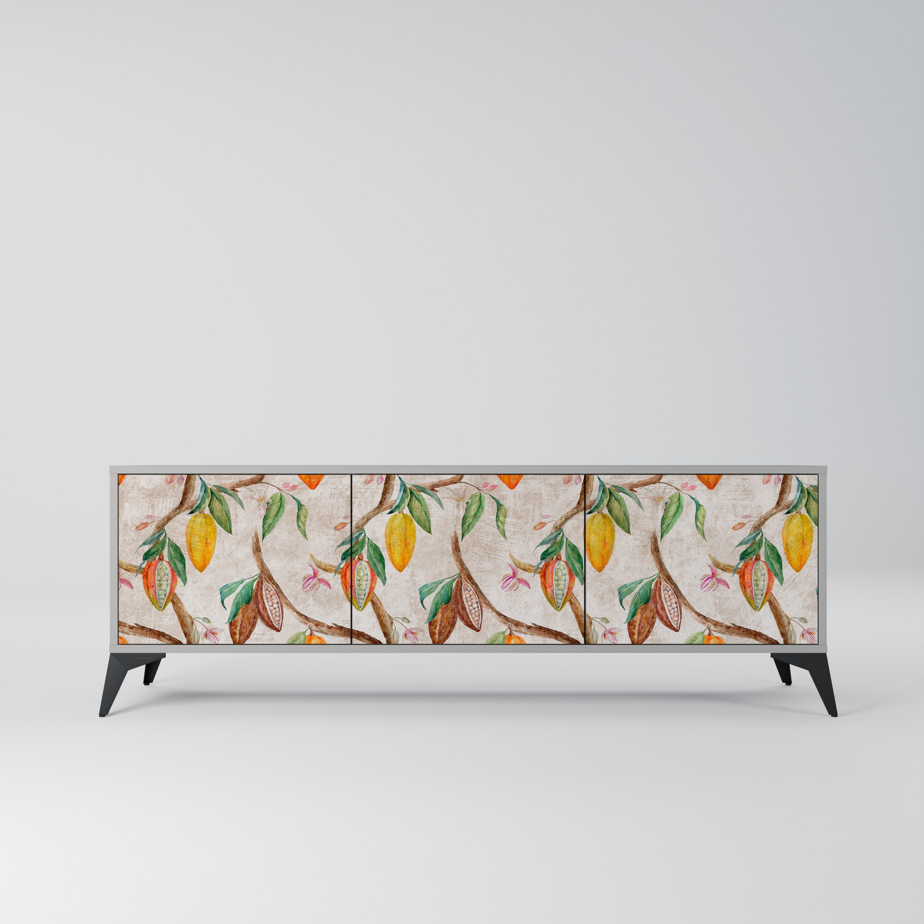 COCOA FRUITS Móvel de TV com 3 Portas em Acabamento Cinzento