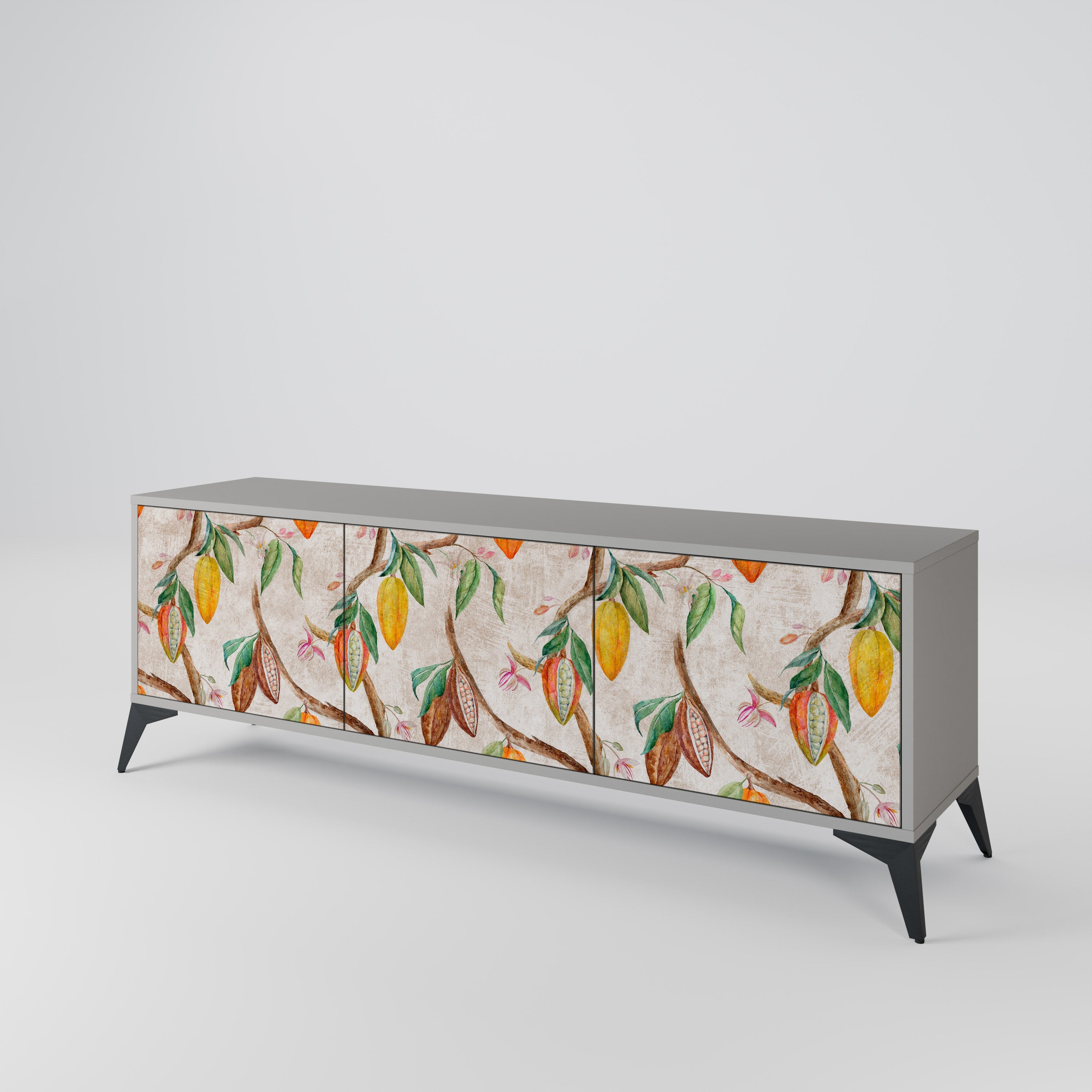 COCOA FRUITS Móvel de TV com 3 Portas em Acabamento Cinzento