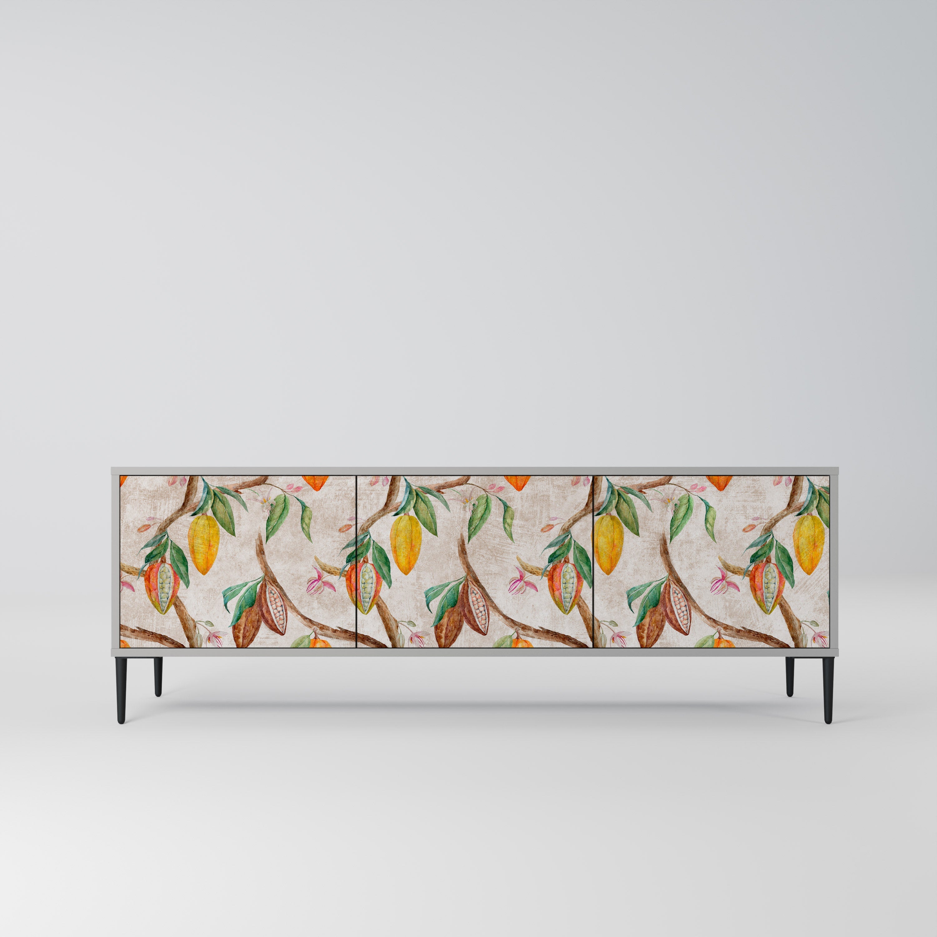 COCOA FRUITS Móvel de TV com 3 Portas em Acabamento Cinzento