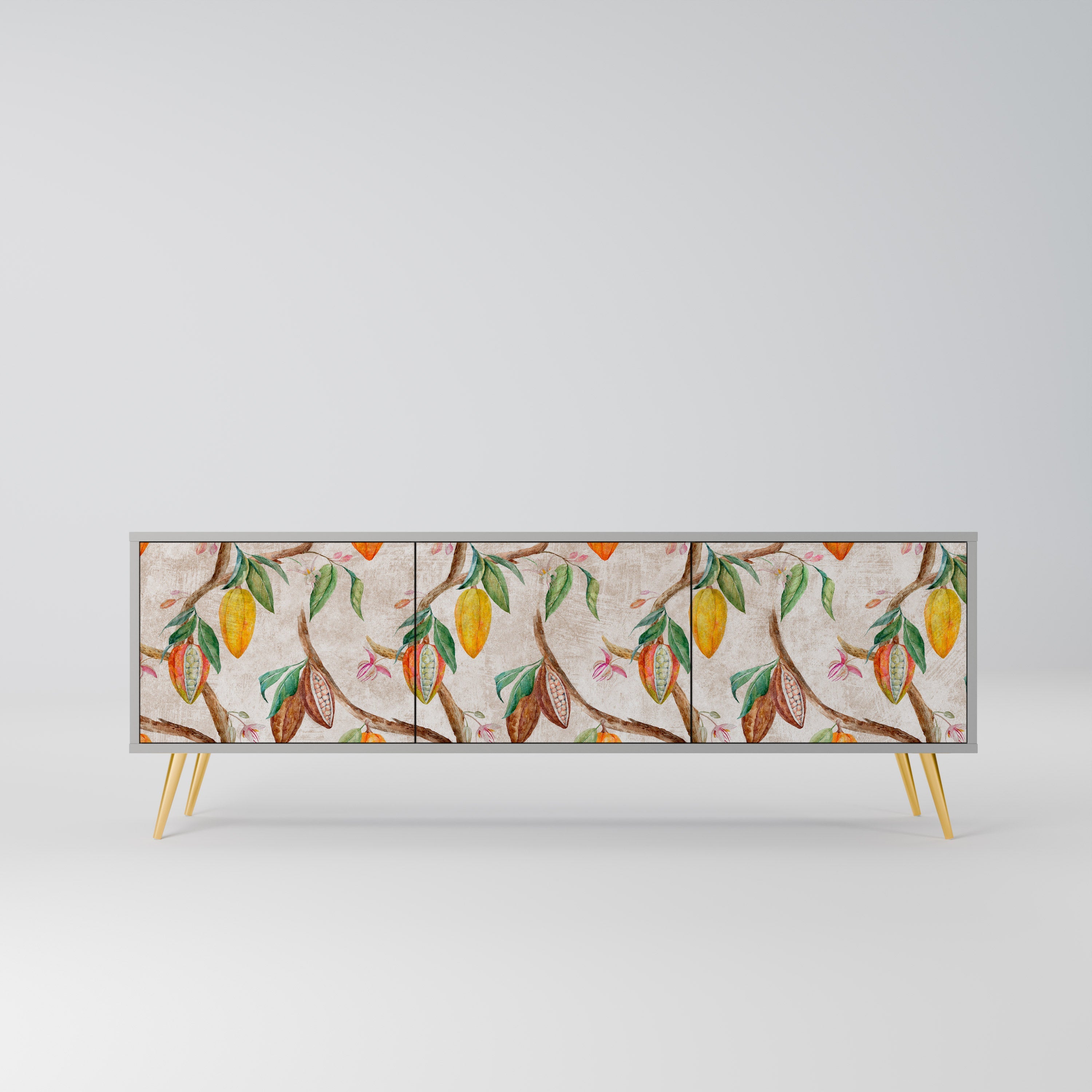 COCOA FRUITS Móvel de TV com 3 Portas em Acabamento Cinzento