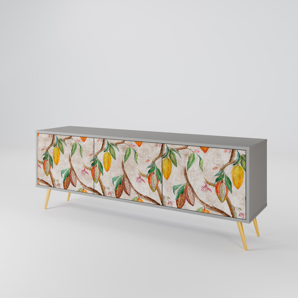 COCOA FRUITS Móvel de TV com 3 Portas em Acabamento Cinzento