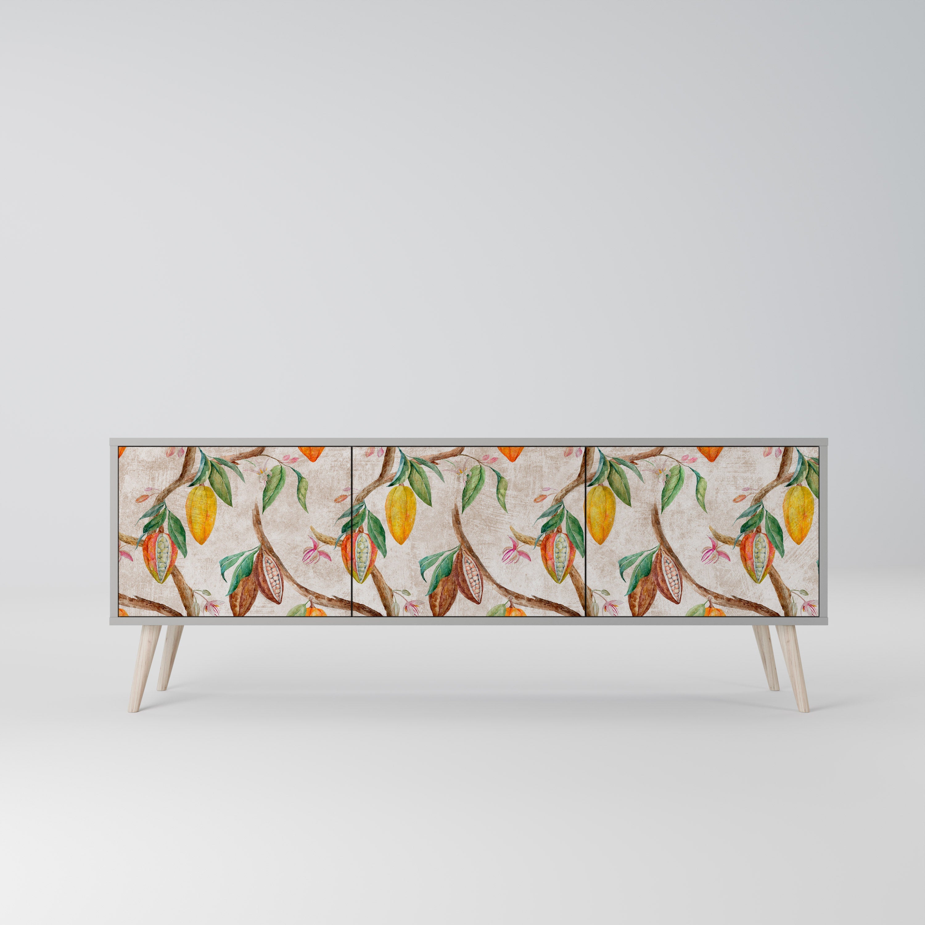 COCOA FRUITS Móvel de TV com 3 Portas em Acabamento Cinzento