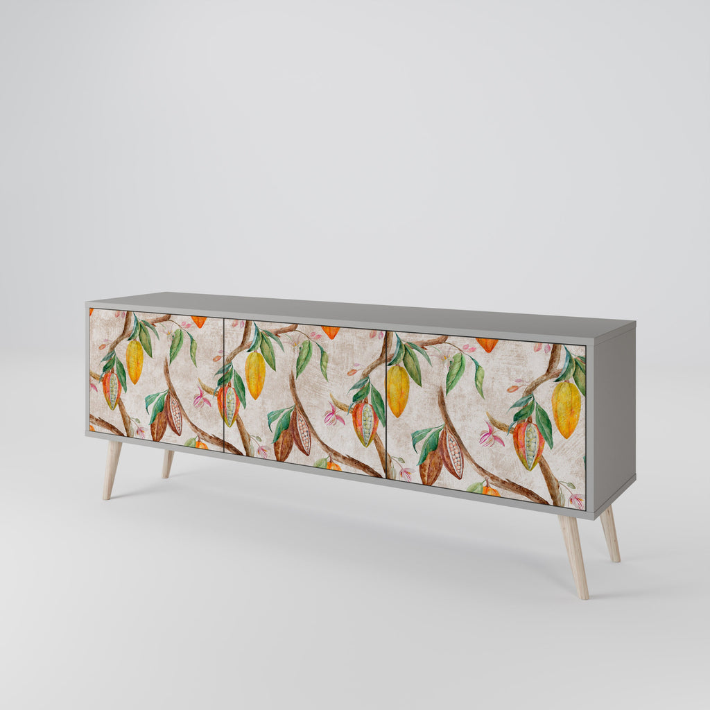 COCOA FRUITS Móvel de TV com 3 Portas em Acabamento Cinzento