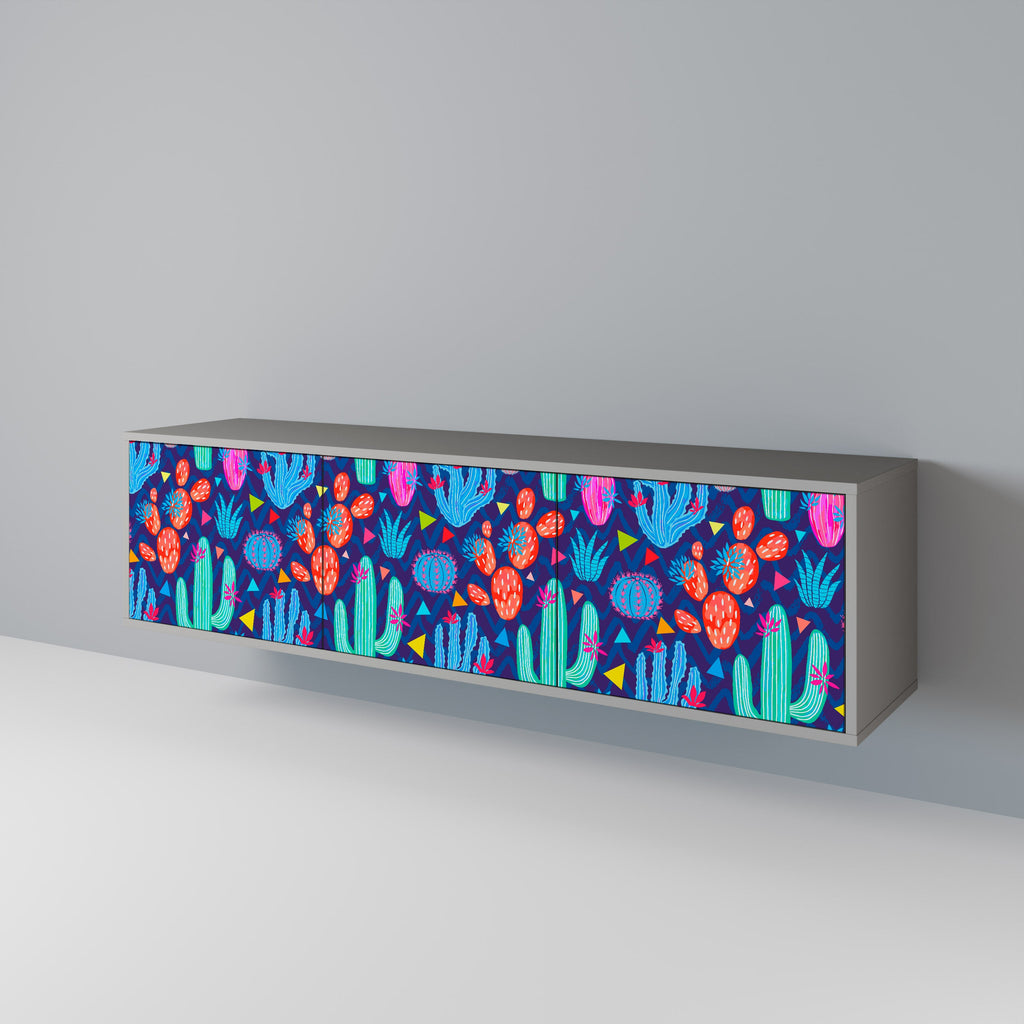 CACTUS VIBES Móvel de TV com 3 Portas em Acabamento Cinzento