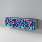 CACTUS VIBES Móvel de TV com 3 Portas em Acabamento Cinzento