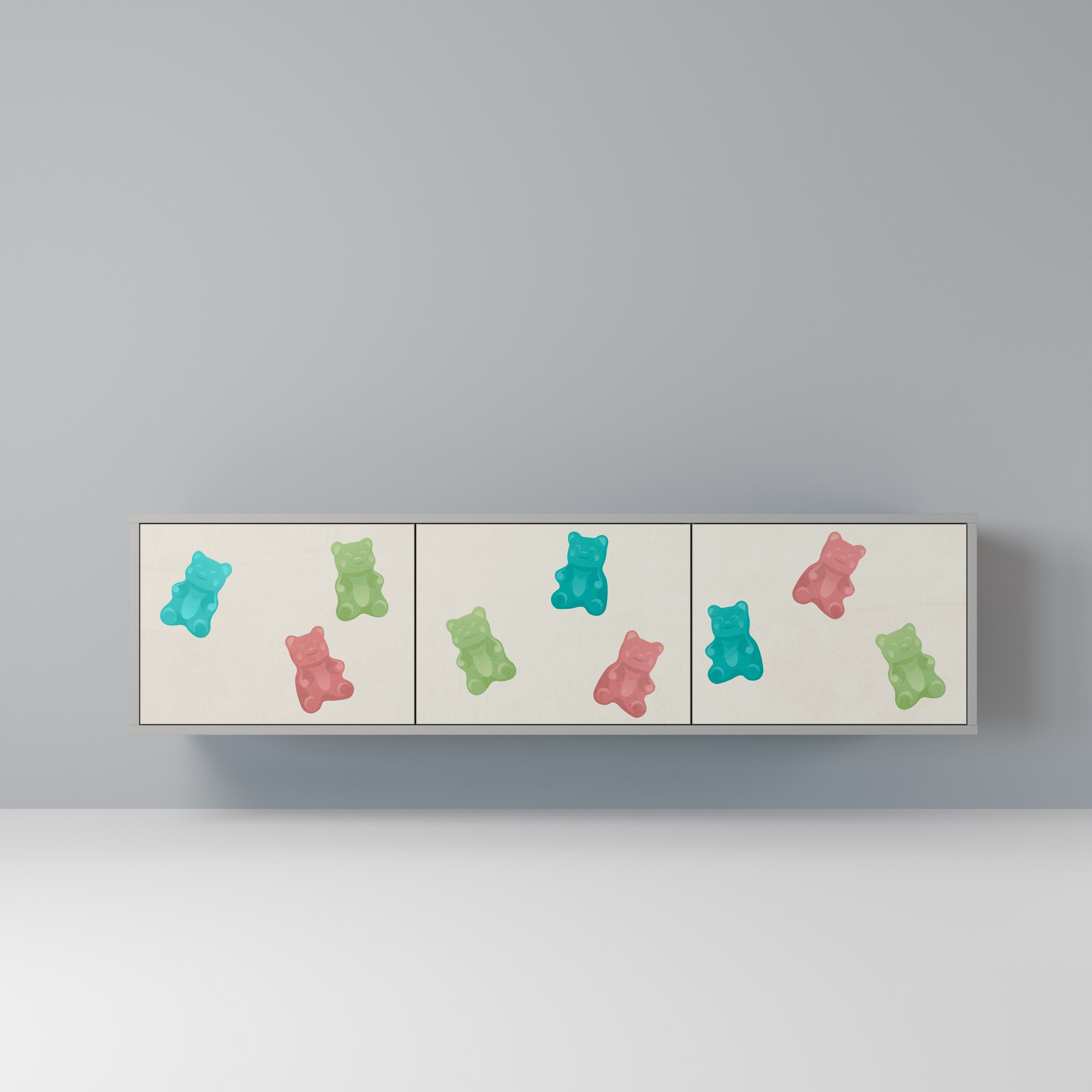 GUMMY BEARS Móvel de TV com 3 Portas em Acabamento Cinzento