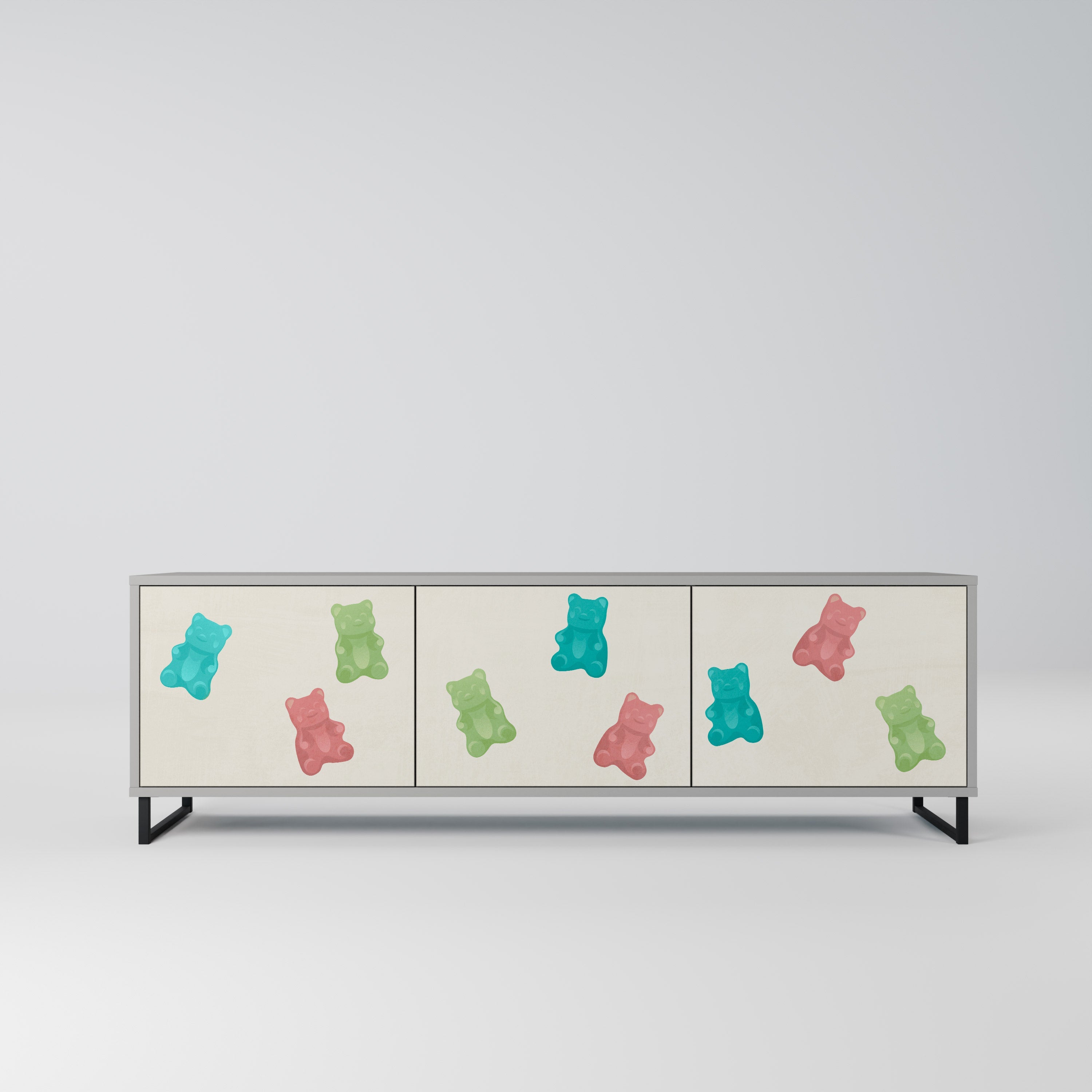 GUMMY BEARS Móvel de TV com 3 Portas em Acabamento Cinzento