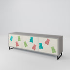 GUMMY BEARS 3-Door TV Stand in Grey Finish