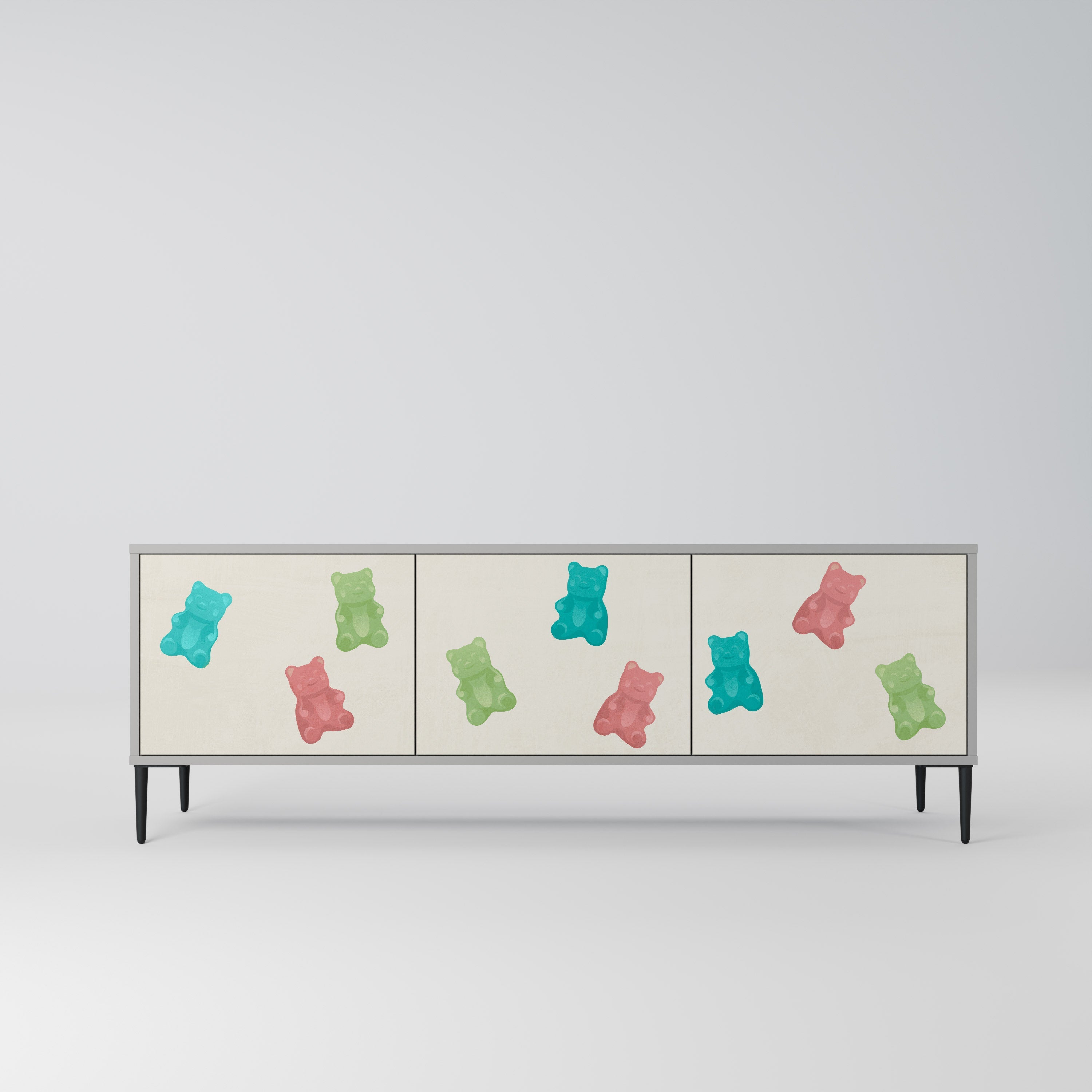 GUMMY BEARS Móvel de TV com 3 Portas em Acabamento Cinzento