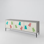 GUMMY BEARS 3-Door TV Stand in Grey Finish