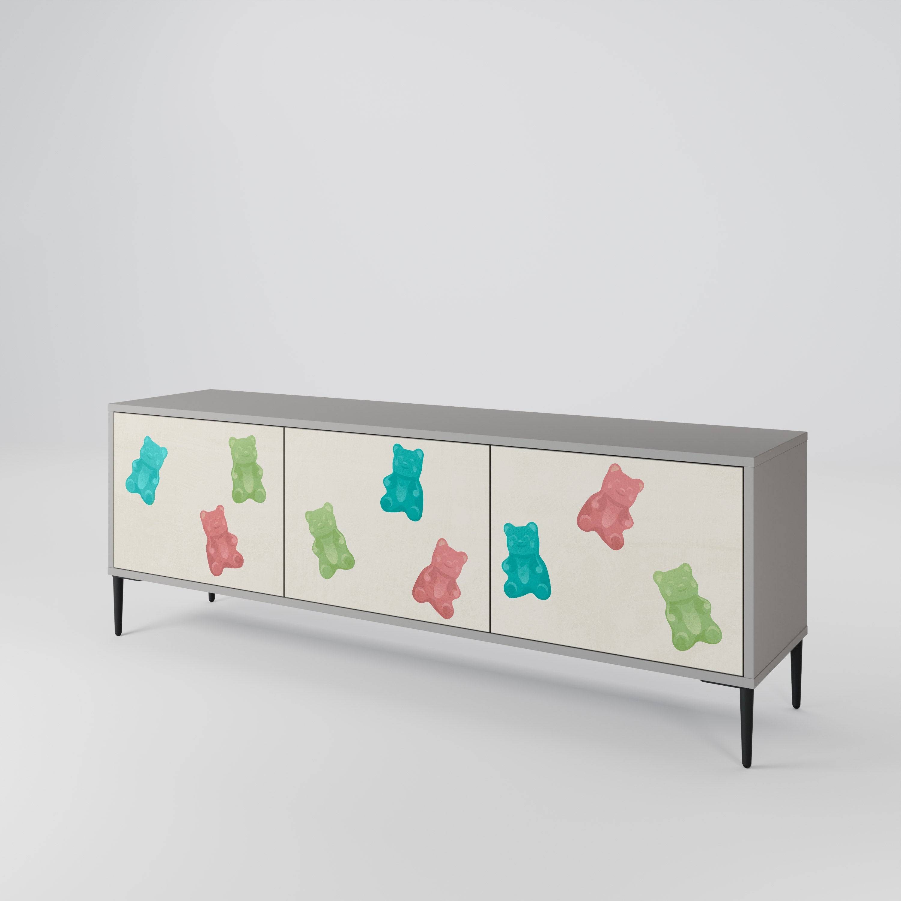 GUMMY BEARS Móvel de TV com 3 Portas em Acabamento Cinzento