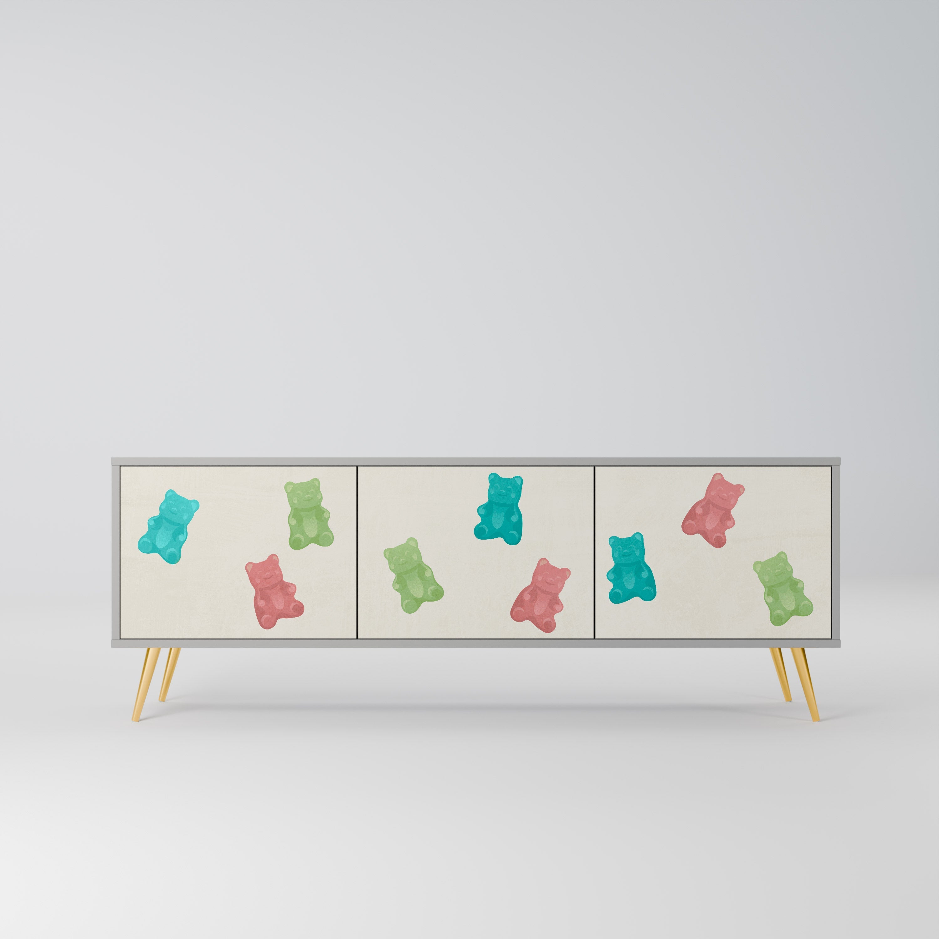 GUMMY BEARS Móvel de TV com 3 Portas em Acabamento Cinzento