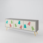 GUMMY BEARS 3-Door TV Stand in Grey Finish