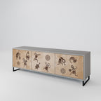 AFRICAN STYLE Móvel de TV com 3 Portas em Acabamento Cinzento