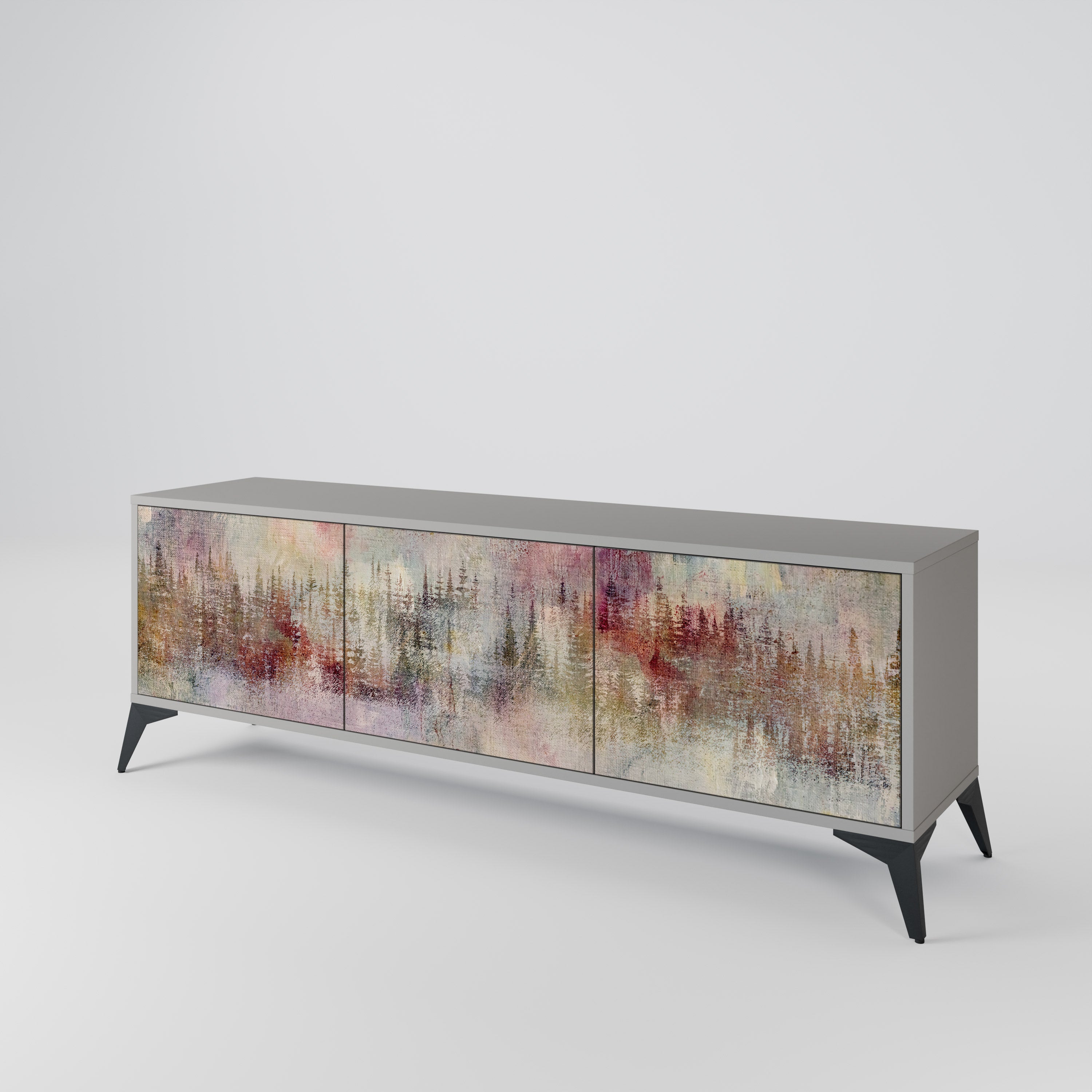 VEILED SUMMIT Móvel de TV com 3 Portas em Acabamento Cinzento