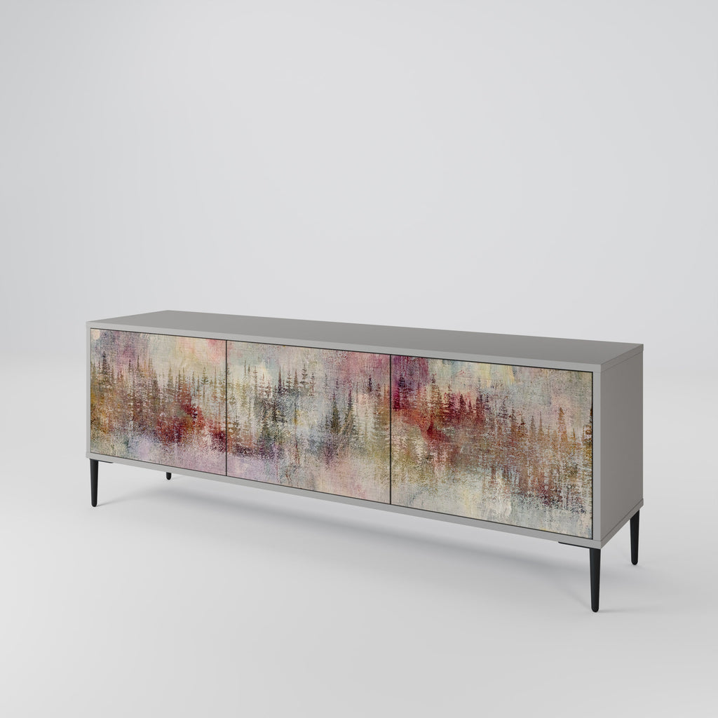 VEILED SUMMIT 3-Door TV Stand in Grey Finish