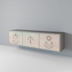 DELICATE BEAUTY Móvel de TV com 3 Portas em Acabamento Cinzento