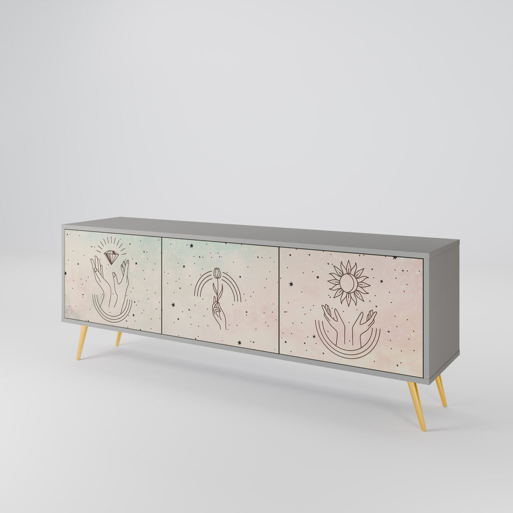 DELICATE BEAUTY Móvel de TV com 3 Portas em Acabamento Cinzento