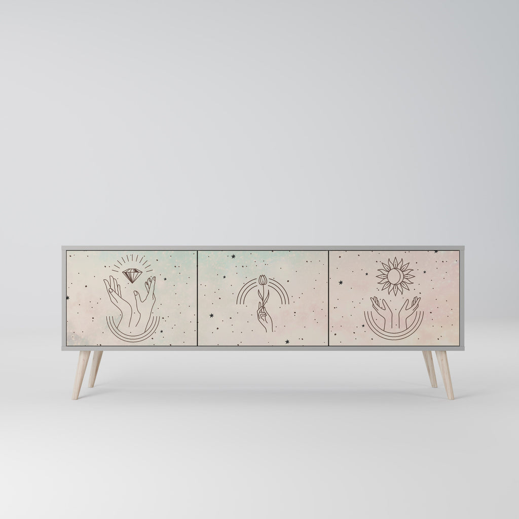 DELICATE BEAUTY Móvel de TV com 3 Portas em Acabamento Cinzento