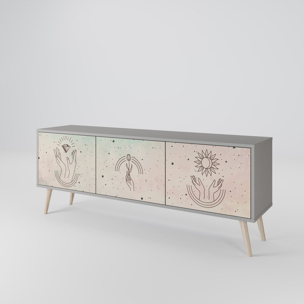 DELICATE BEAUTY Móvel de TV com 3 Portas em Acabamento Cinzento