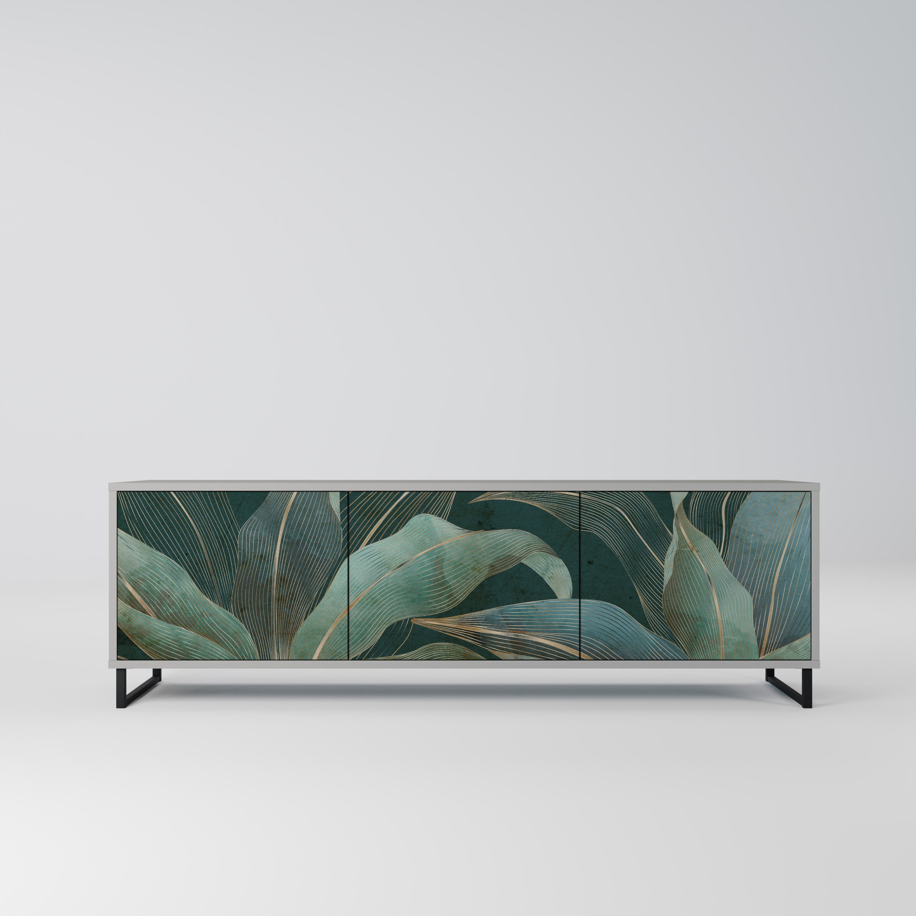 ROYAL GREEN Móvel de TV com 3 Portas em Acabamento Cinzento