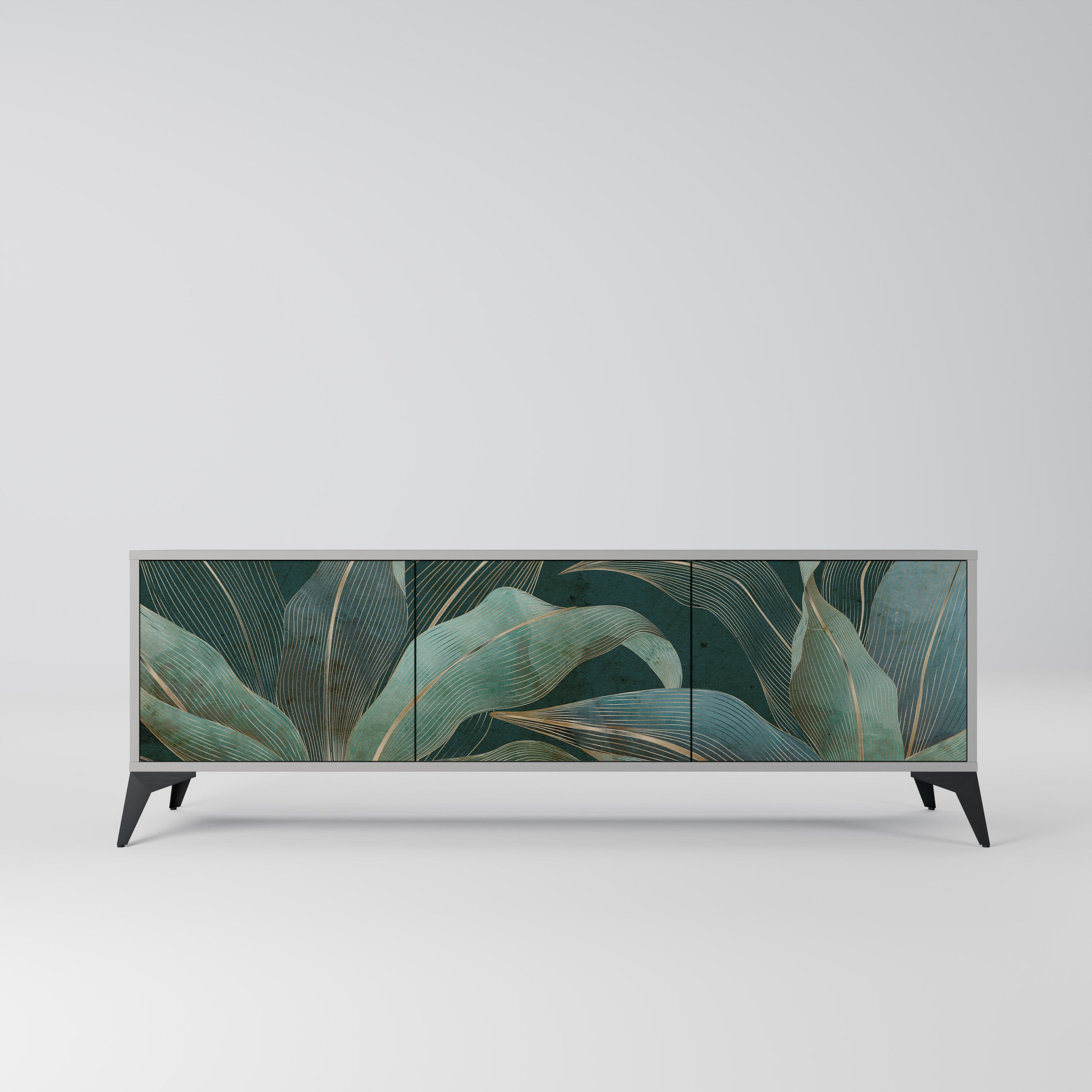 ROYAL GREEN Móvel de TV com 3 Portas em Acabamento Cinzento