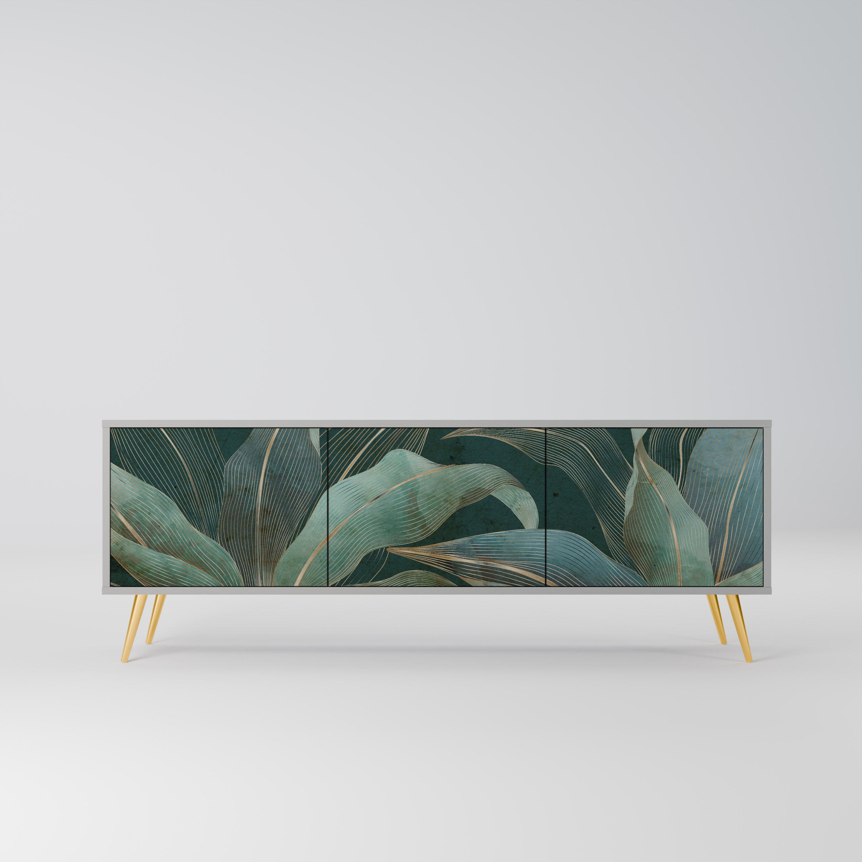 ROYAL GREEN Móvel de TV com 3 Portas em Acabamento Cinzento